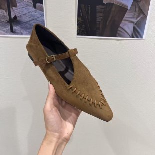 法式复古玛丽珍鞋女2025秋季新款百搭软底懒人鞋低跟尖头绒面单鞋|undefined
