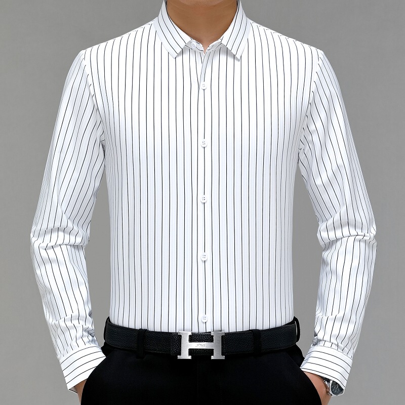 Counter Mulberry Silk Men's Shirt Spring and Autumn Business Casual Men's Top Non-ironing Anti-wrinkle Non-marking Dad's Shirt