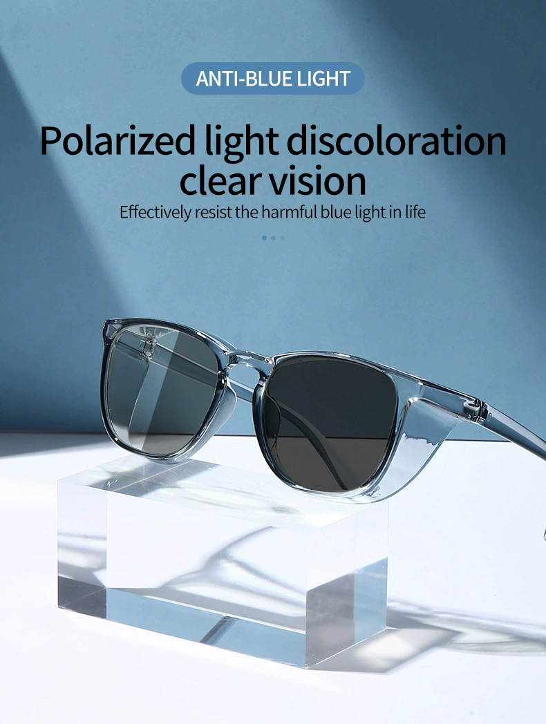 Square Discoloration Eye Shield Polarized Sunglasses Anti Dust Anti-Pollen Allergy Goggles UV400 Photochromic Chameleon Glasses clear blue light glasses