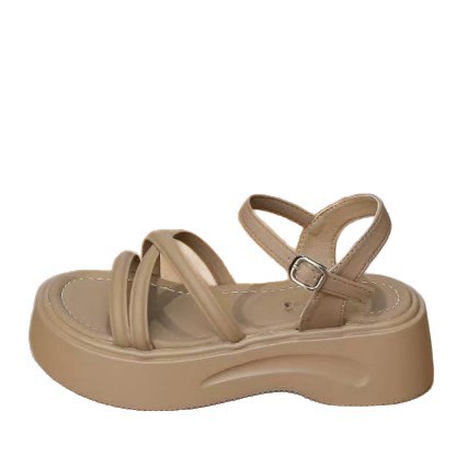 Una palabra con sandalias de hadas de color sólido primavera y verano de 2026 nuevo estilo simple exterior temperamento versátil sandalias gruesas