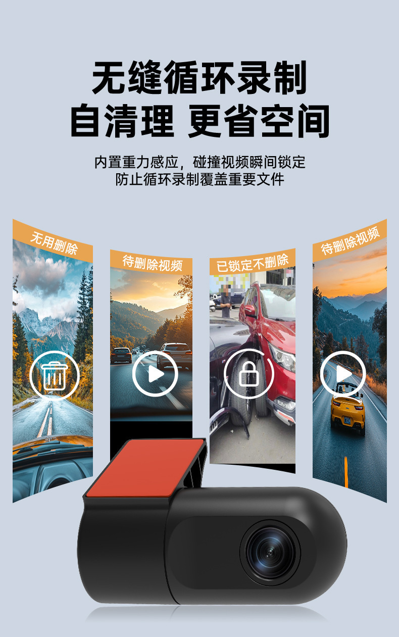 Cross-Border Hot Selling New Single Lens 1080P High-Definition Night Vision Car Wireless Wifi Driving Recorder Wholesale