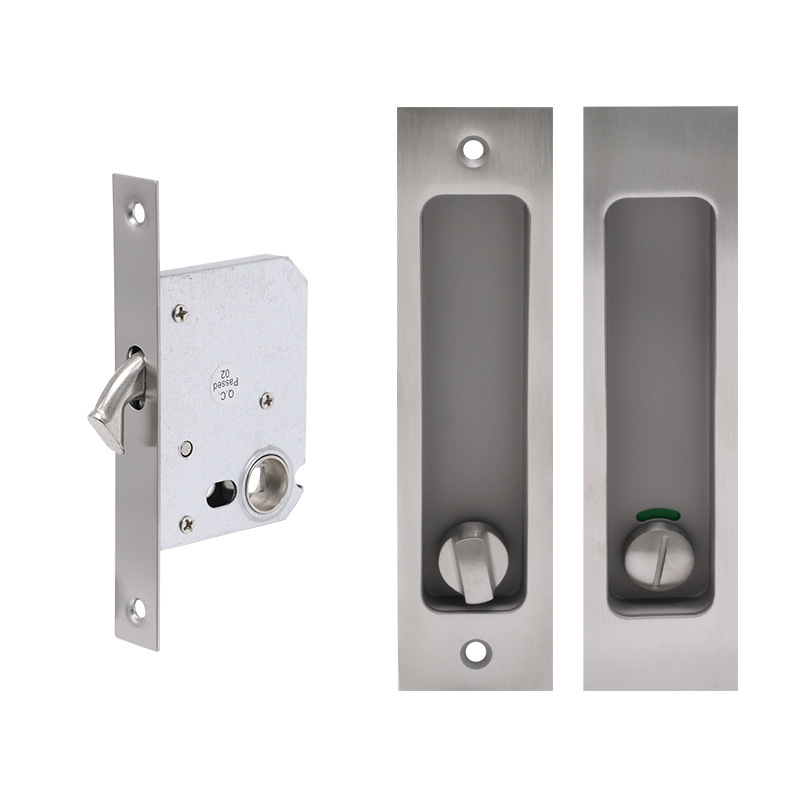 Cerradura de puerta deslizante de acero inoxidable simple cerradura de puerta invisible cerradura de puerta de baño de hotel cerradura de puerta deslizante incrustada de balcón de cocina