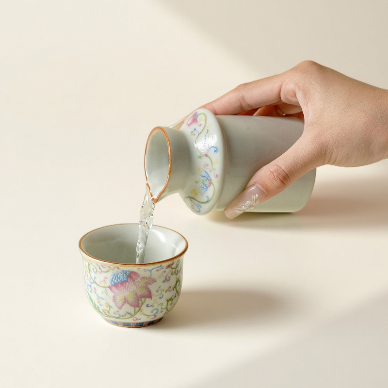 墨己汝窑温酒器粉彩缠枝莲陶瓷温酒壶家用烫酒热酒壶黄酒清酒具|undefined