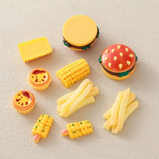 热销汉堡薯条蛋挞食玩树脂配件批发儿童材料发饰鞋花diy箱包装饰