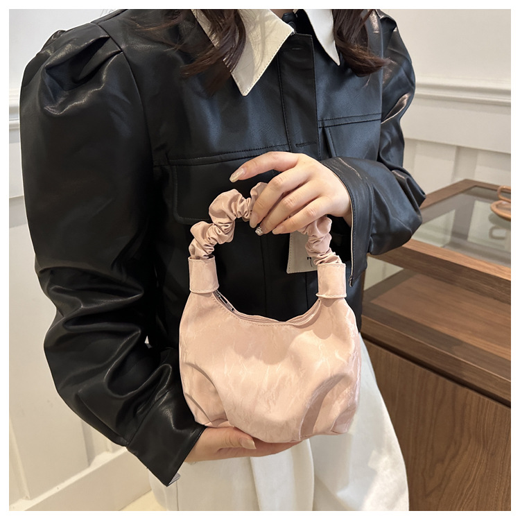 2024 Autumn/Winter ins solid-color stylish handbag with underarm pleats, a gentle Korean-style single-shoulder bag for women undefined