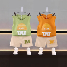 儿童夏季2025新款男宝宝无袖短裤套装薄款婴儿洋气背心休闲两件套