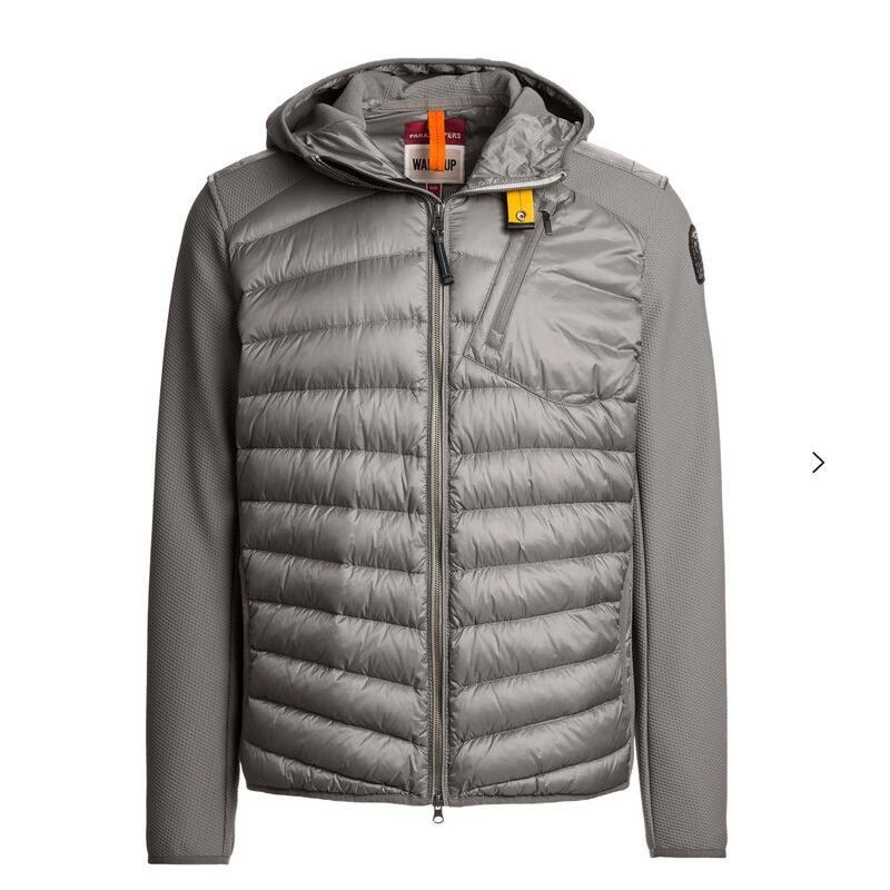 2026 European and American New Style Hooded Patchwork down Jacket Men's Thin Quilted Knitted Lightweight Coat