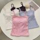 2024 Summer Ice Silk Printed Camisole Women's Japanese-style Floral Inner Lace Small Camisole Outer Wearing Top for Women