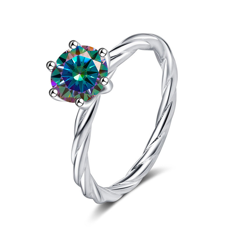 Torsión de pared torcida S925 anillo de plata para mujeres de oro pt950 un quilate D color mosaicita con certificado de prueba de lápiz de diamante