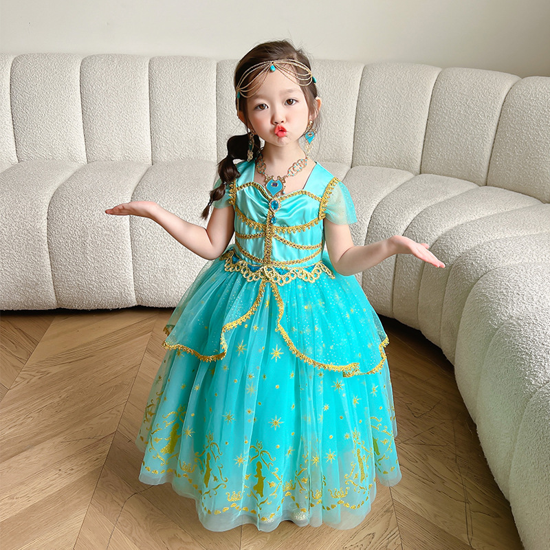 Jasmine prinsessklänning för flickor kostym cosplay jul_voghion.com