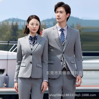 高端定制西服套装男女同款职业西装通勤保险经理免烫男外套商务风