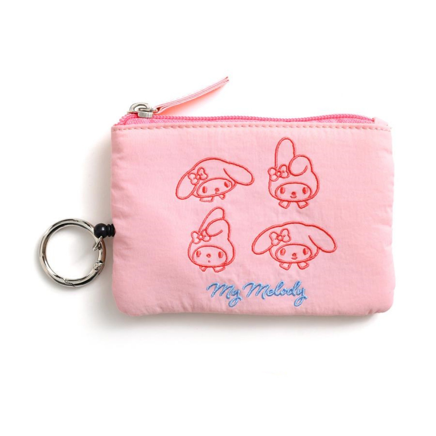 Embroidered retractable card holder (Melody pink) in stock