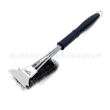 厂家批发不锈钢烧烤清洁刷钢丝刷防滑加粗手柄烧烤刷BBQ烧烤工具