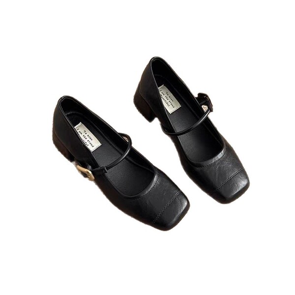 Autumn retro Mary Jane shoes low-cut square toe