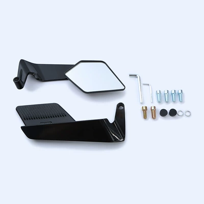 Car Aluminum Alloy Reflector, Motorcycle rearview mirror - black-black-mirror-shell-white-mirror