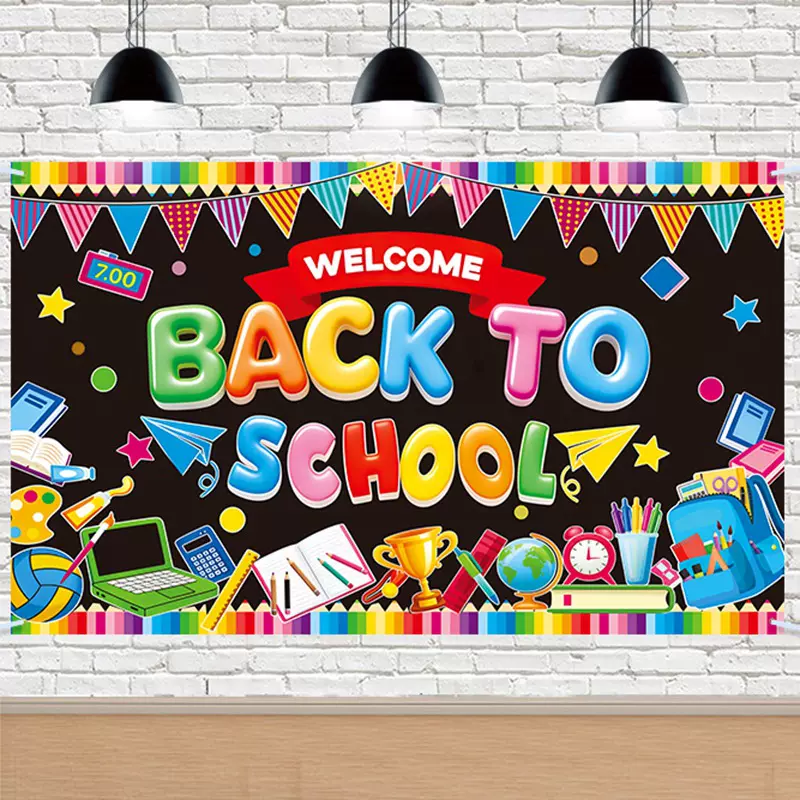 亚马逊开学返校装饰背景横幅 教室布置背景布开学季派对装饰布置