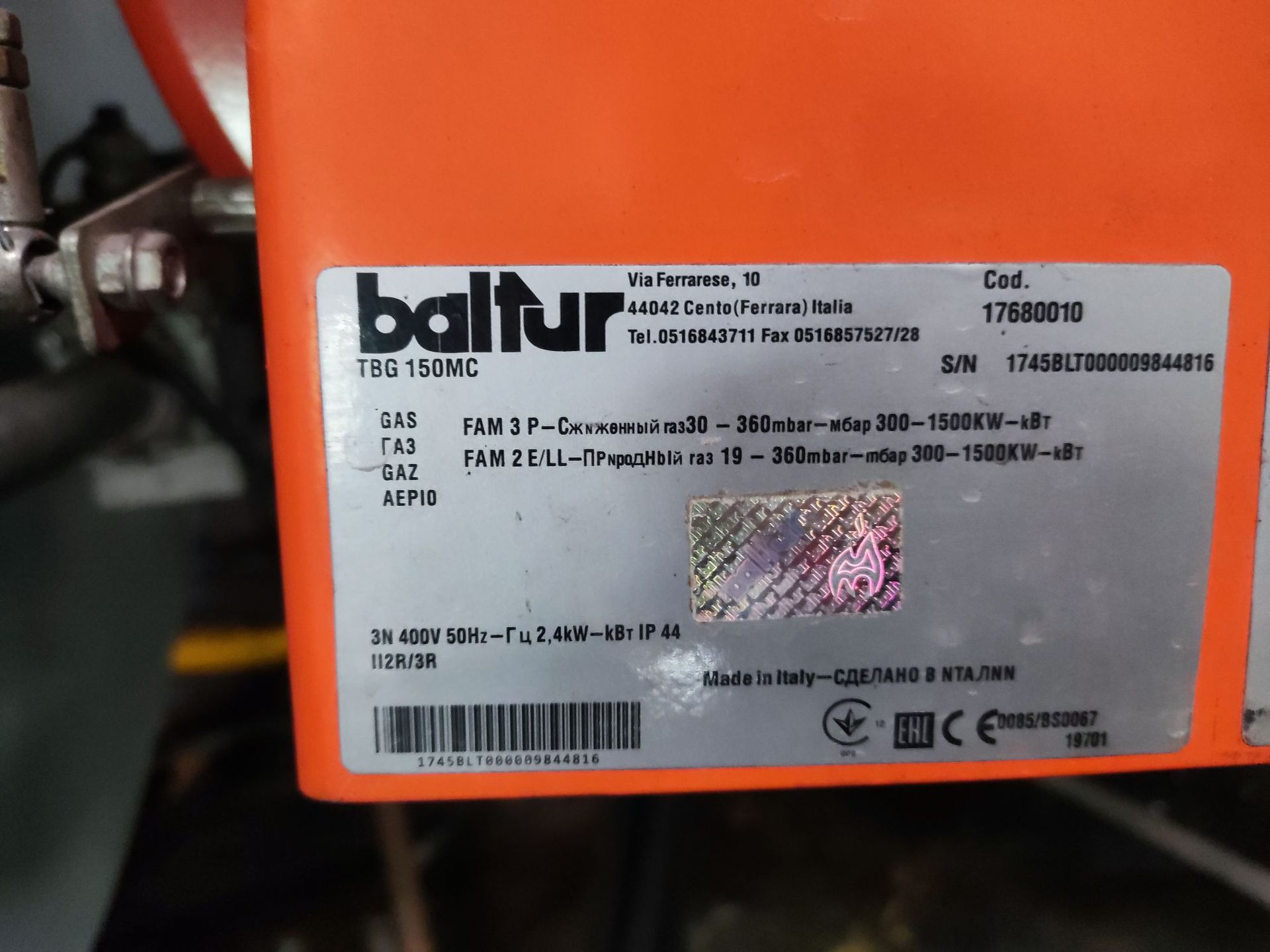 【实物】TBG150MC燃气燃烧机意大利百得baltur