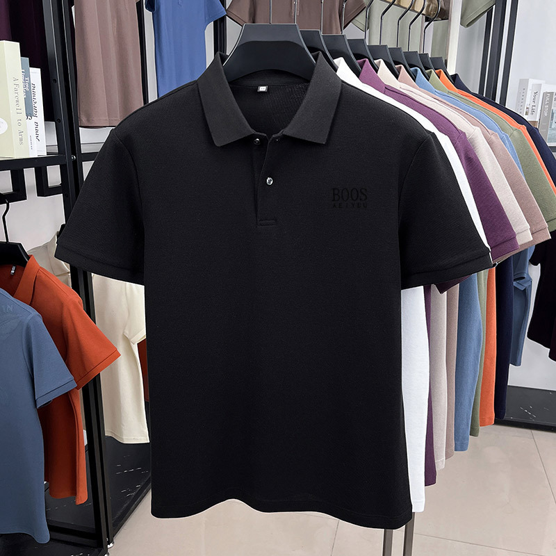 BO's pure cotton polo shirt for men, casual short-sleeve top, new summer trendy white short-sleeve t-shirt for men BO's pure cotton polo shirt for men, casual short-sleeve top, new summer trendy white short-sleeve t-shirt for men