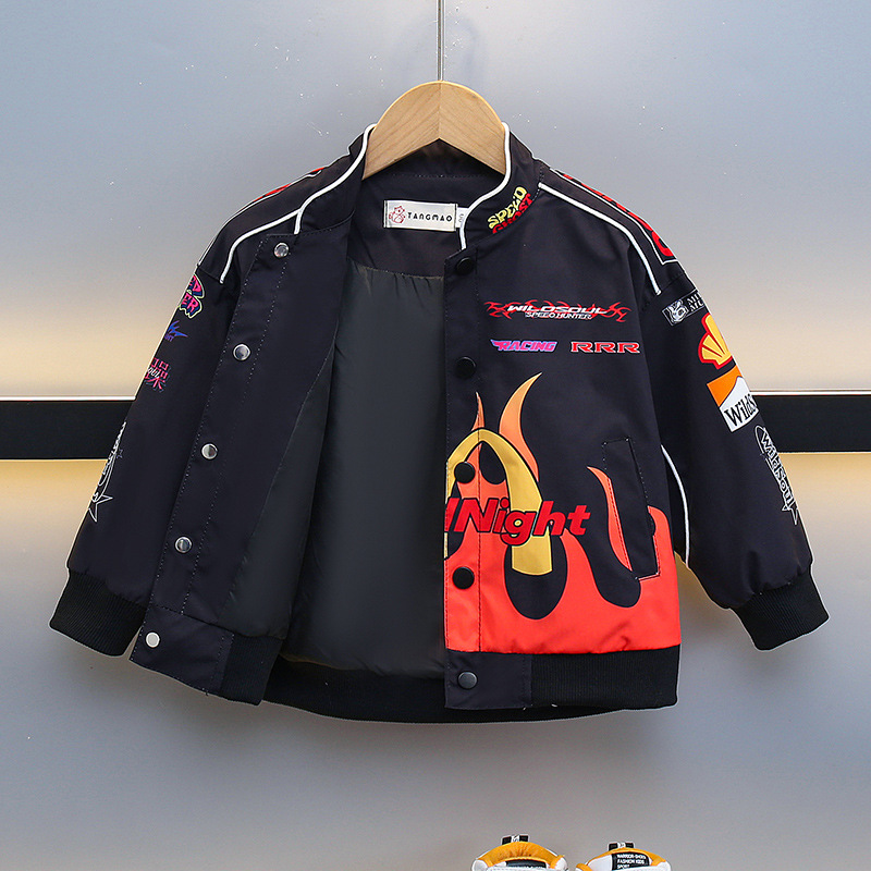 7700 chaqueta de niño otoño 2025 nuevo estilo estilo occidental bebé niños moda motocicleta uniforme de béisbol chaqueta chaqueta