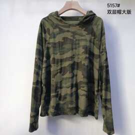 2026春季新款短款连帽迷彩衬衫T恤衫帽衫休闲上衣百搭款