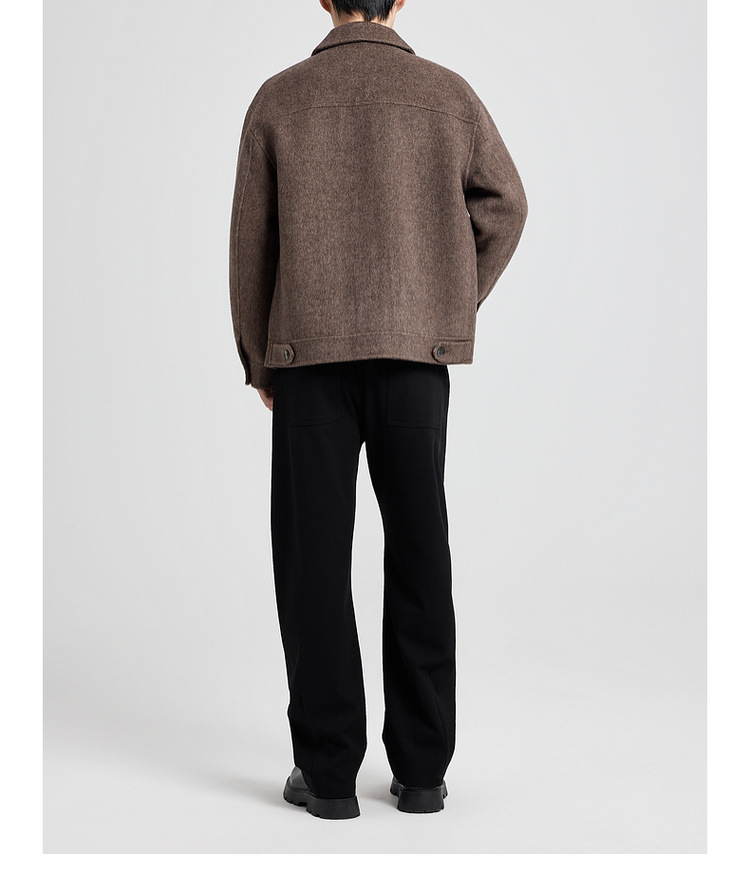 Áo khoác len nam hai mặt chất liệu merino, kiểu dáng handmade, phong cách mới — màu đen chi tiết 25
