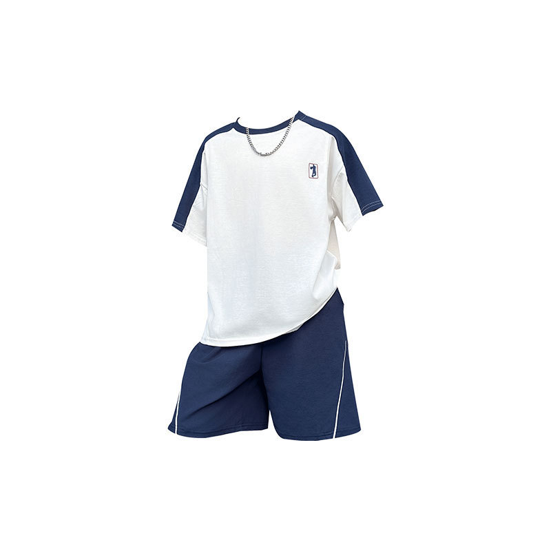 Summer children's set for boys, sports T-shirt for leisure with letters, western style 5