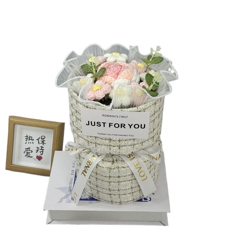 手工毛线针织泡芙花束成品生日礼物女生送女友闺蜜老师七夕情人节|undefined