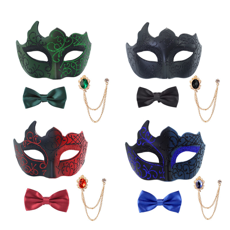 Halloween nuevo hombre alto sentido conjunto máscara fiesta espectáculo de baile para asistir a la fiesta accesorios conjunto de corbata