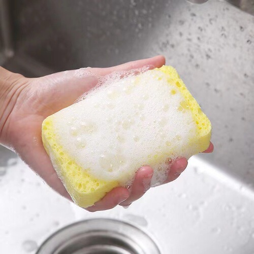 Natural wood pulp cotton scouring pad dishwashing sponge block water-absorbent magic wipe strong decontamination kitchen dishwashing pot scrubber