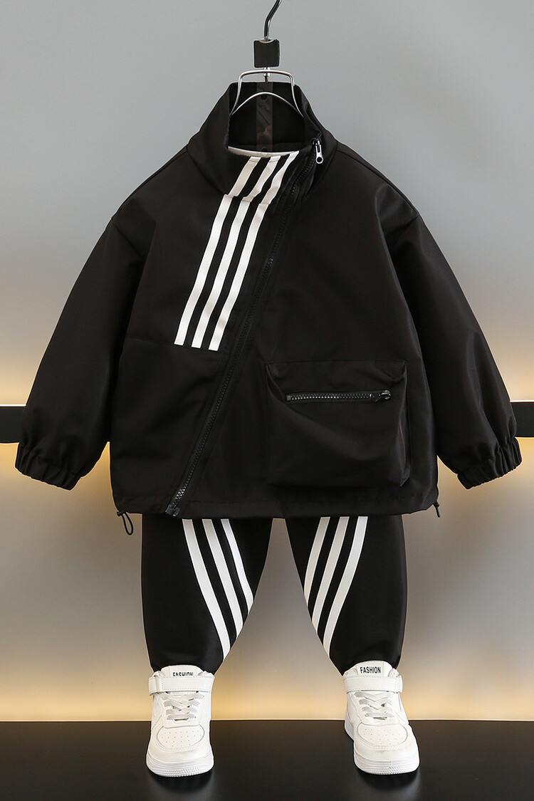 Boys diagonal zipper strip set, spring autumn clothing, children's handsome and trendy fashion, popular online_voghion.com