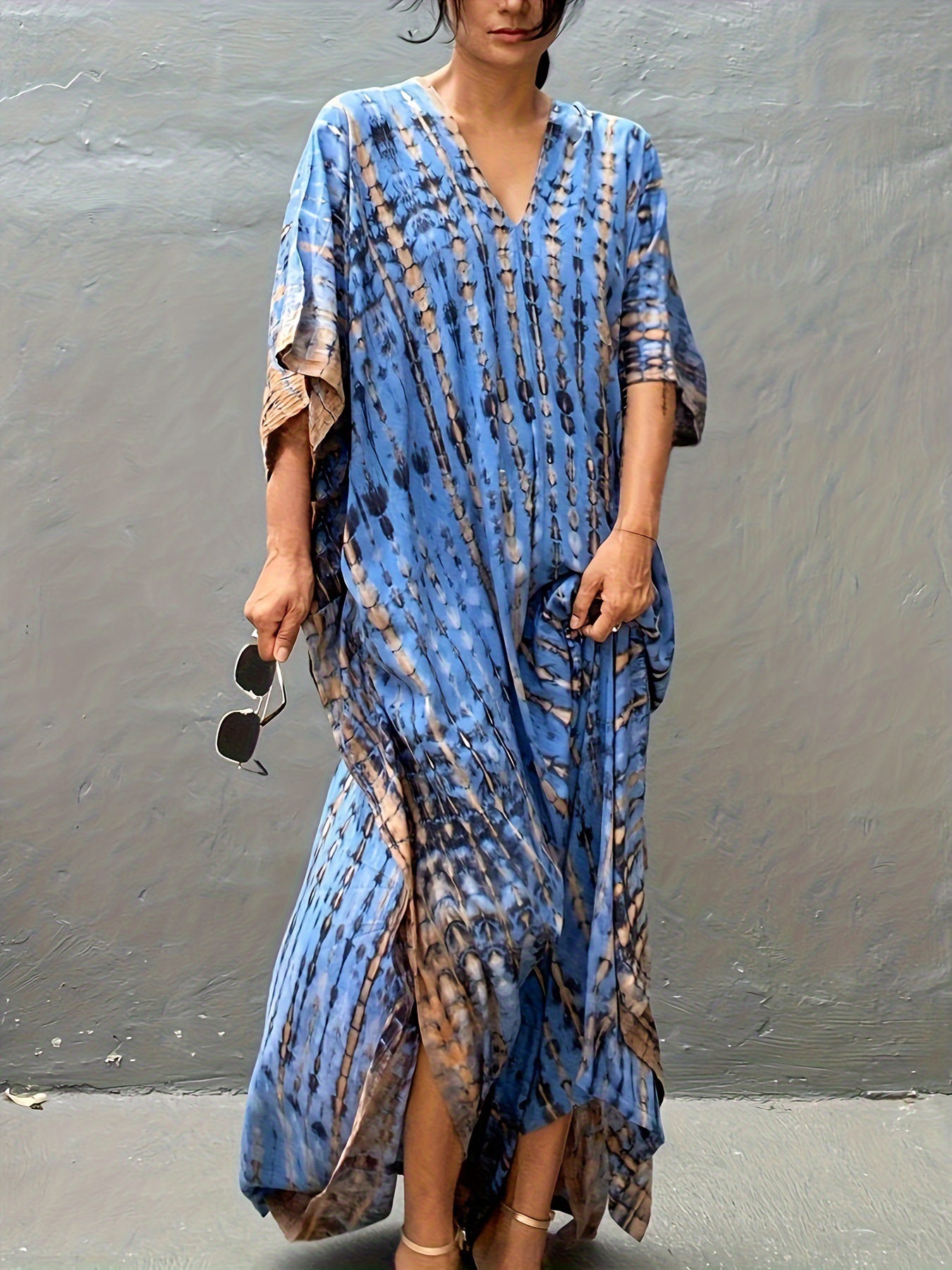 Camiseta de playa de algodón impresa de secado rápido vestido de vacaciones de playa bikini camiseta de protección solar 1D02