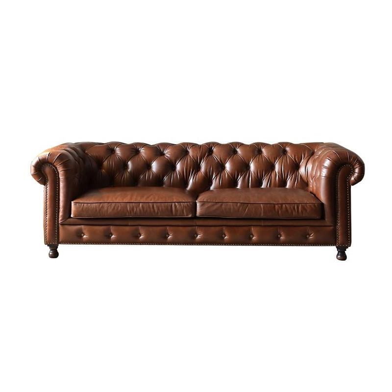 美式真皮沙发客厅沙发头层油蜡皮拉扣沙发Chesterfield Sofa|undefined