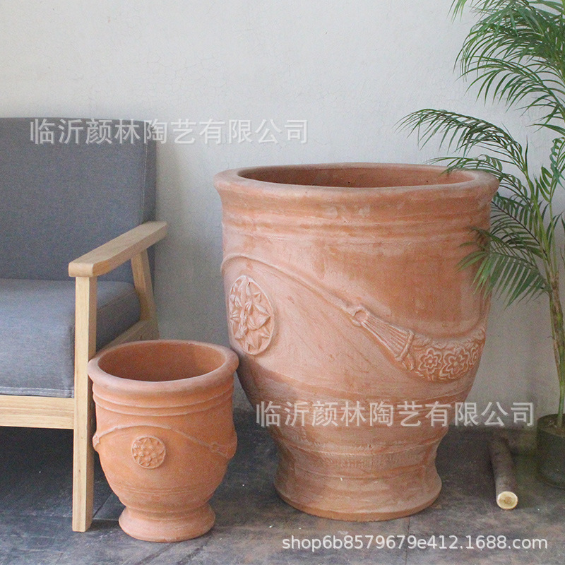 American Flower Pot Country Art Pottery Pot Green Planting Landscape Pot High Foot Flowerpot Flower Cup Flower Bowl Stoneware Pot Red Pottery European Style