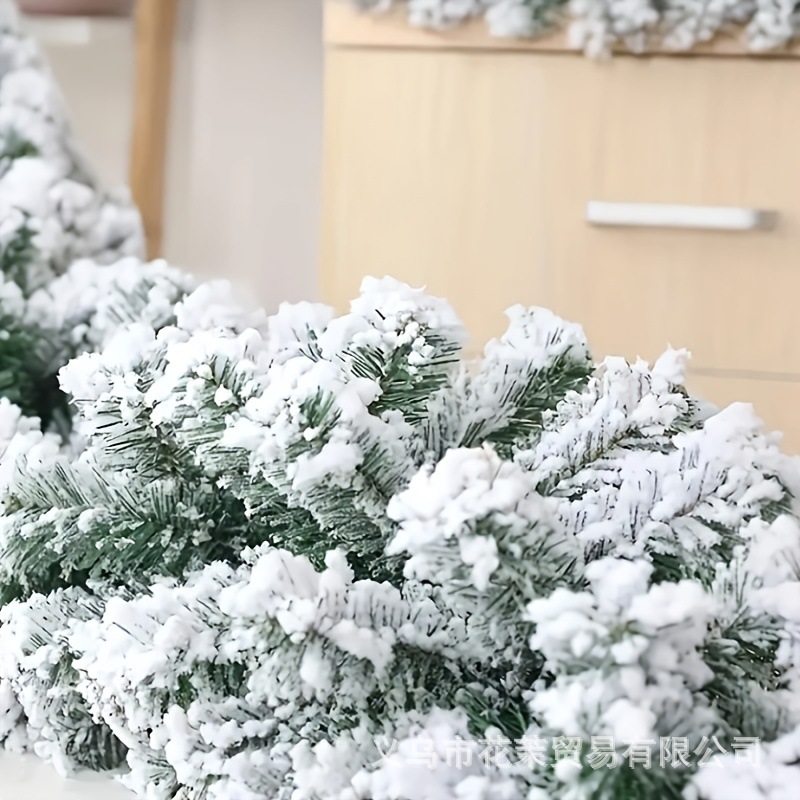 Huamo 2025 新しいクロスボーダー TEMU クリスマス植毛籐スプレー白 DIY 装飾暖炉中庭ドアペンダント|undefined