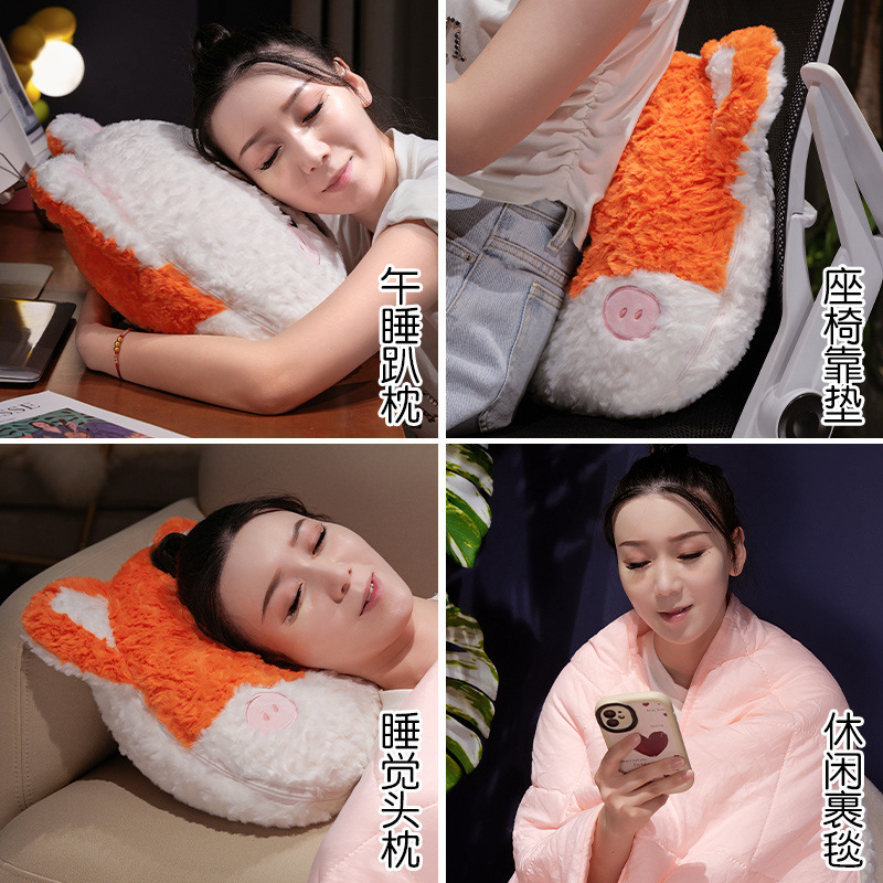 Nuevo Fox Dog Friend 2 en 1 almohada de abrazo sofá de oficina dormitorio almohada de siesta almohada de cabecera de cama image 4
