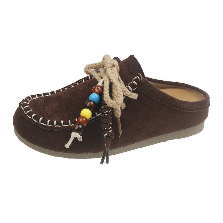 Zapatillas con falda y mitad de cabeza, zapatos de botellas de suela gruesa para mujeres, otoño de 2026, nuevos zapatos de un solo pie de calzado.