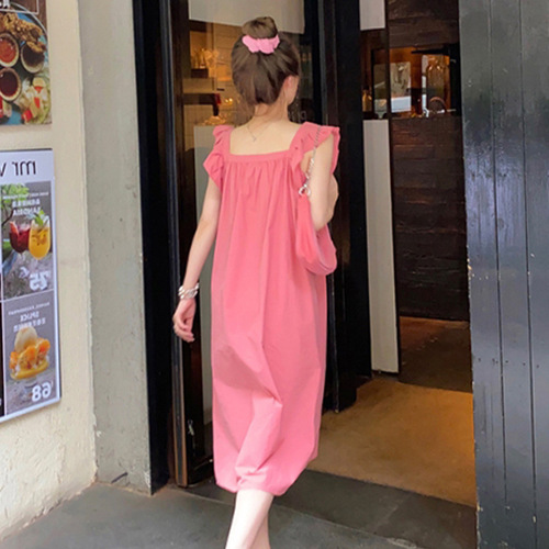 Chic Summer Dress for Pregnant Women: Playful Princess-Style, Korean-Fashion Design with Petite Flared Sleeves—Perfect for Trendy Moms This Summer