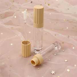 个性化创意款    方便携带   姜黄色条纹盖中圈透明瓶彩妆唇釉管
