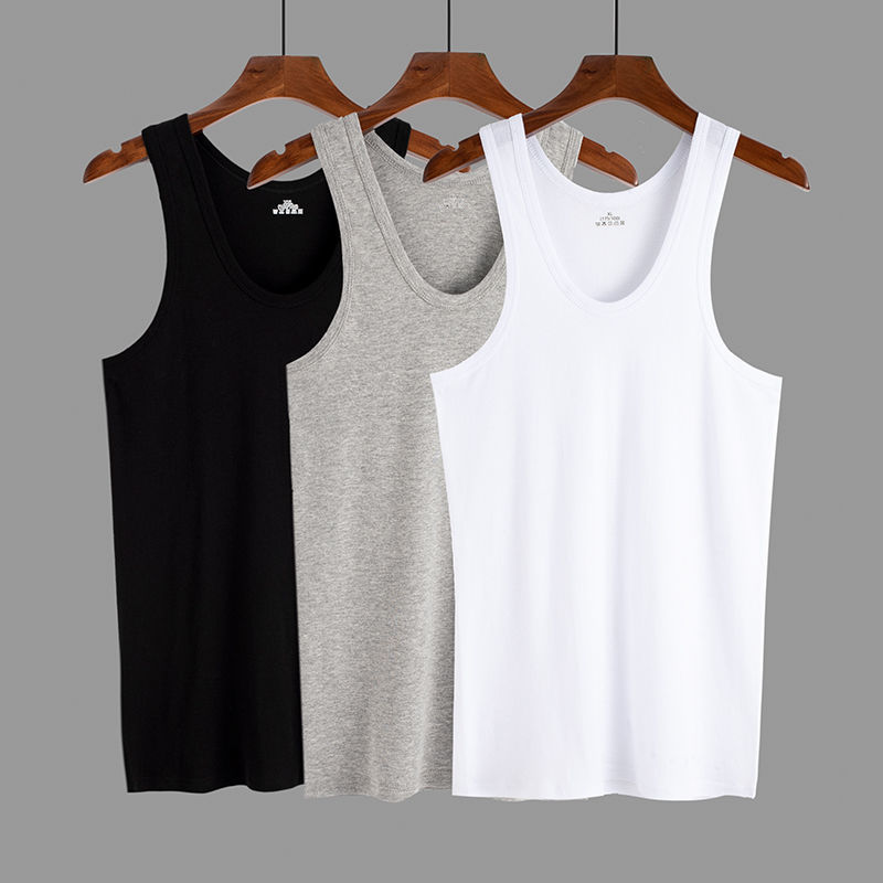 men's summer solid color breathable elastic sports base vest