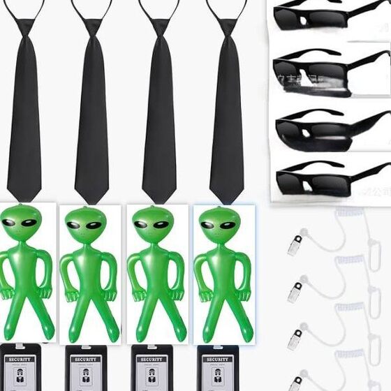 Alien Agent European and American Wedding Boy Secret Agent Dress Up Sunglasses Earplugs Work Card Earplugs M96
