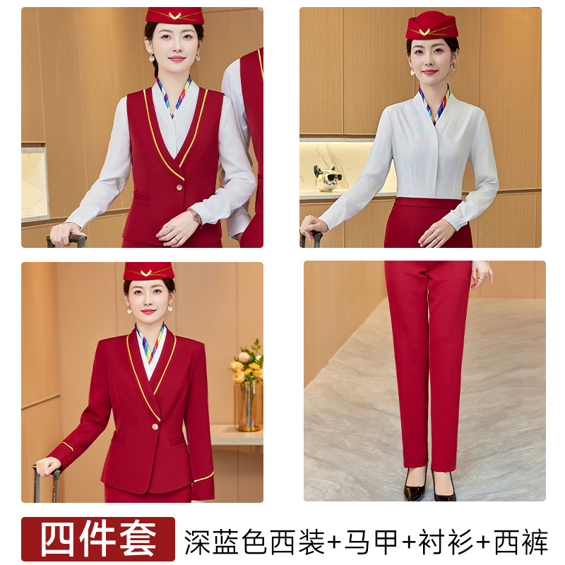 Женский бордовый костюм + жилет + рубашка + брюки