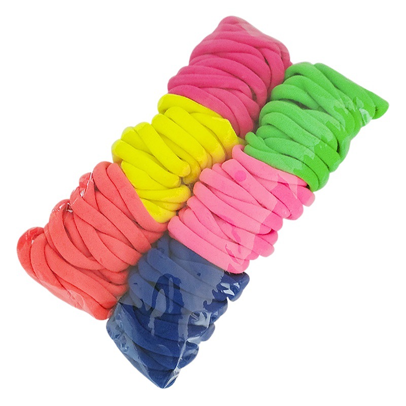 100-pieza de alta elástica sin costura toalla anillo de color Banda de pelo cuerda de pelo de color caramelo banda de goma cubierta de cuero cuerda de pelo al por mayor