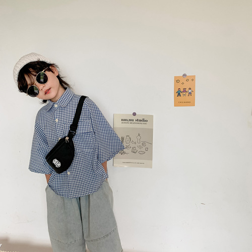 Trendy and cool boys' cross-body small chest bag, fashionable baby printed coin purse, children's clothing catwalk wear, accessories bag, small waist bag