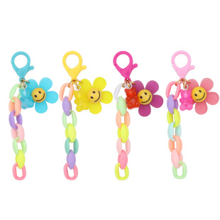 New Cartoon Girl Sunflower Keychain Short Pendant Cute Color Nylon Bag Accessories Lanyard Wholesale