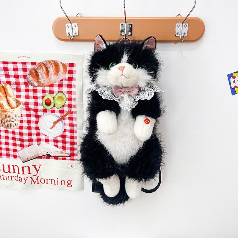 Cute muñeco gato mochila juguetes de peluche portátiles para salir mascota mochila regalo de cumpleaños para novia