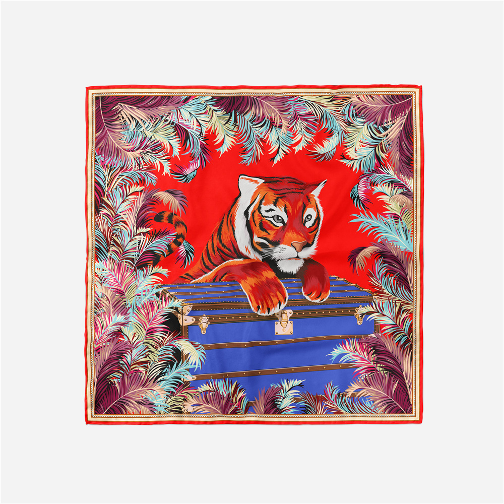 53cm spring new animal tiger pattern small silk scarf small square scarfpicture4