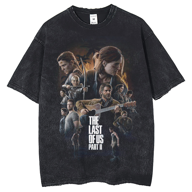 2025 New Foreign Trade Independent Station Harajuku Punk Cotton T-Shirt Retro Version of the Last of Us Pat 2025 New Foreign Trade Independent Station Harajuku Punk Cotton T-Shirt Retro Version of the Last of Us Pat