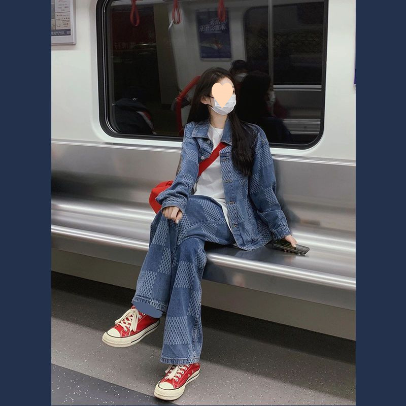 春季穿搭一整套女2025新款韓系時尚牛仔外套上衣牛仔褲子牛仔套裝