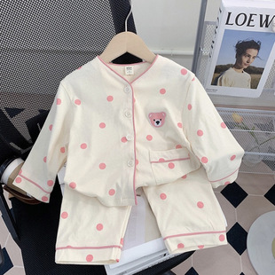 [36000 Collection] Girls' Pajamas Spring and Autumn Long Sleeve Home Clothes for Baby Girls suit Cartoon Children
