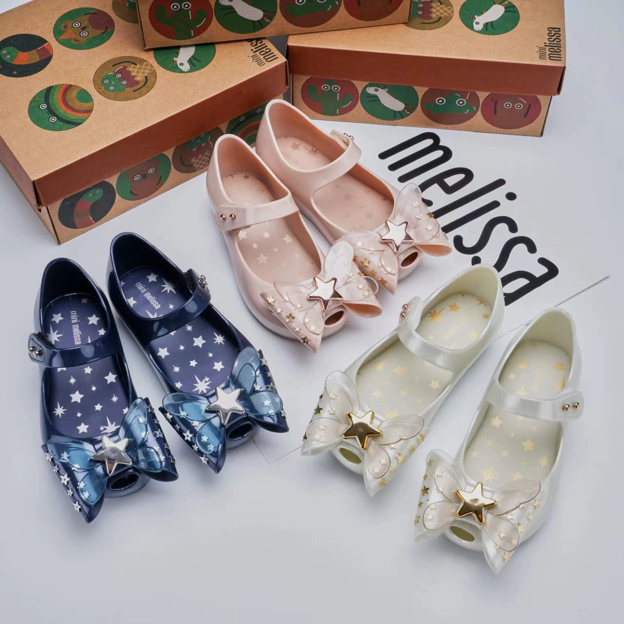 2024 Mei*sha, прозрачные туфли для родителей и детей, туфли принцессы с бантом, туфли «рыбий рот», туфли «Сатурн», пляжные сандалии для девочек